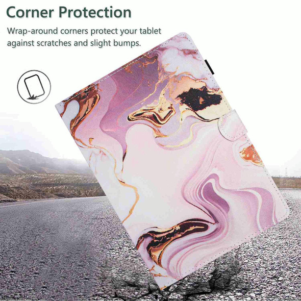 For iPad 9.7 2018 / 2017 Marble Pattern Stitching Smart Leatherette Tablet Case(Gold Pink)