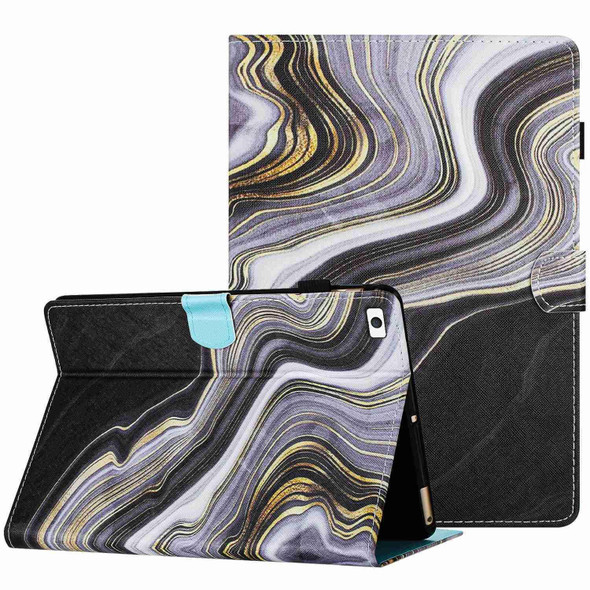 For iPad mini 5 / 4 / 3 / 2 / 1 Marble Pattern Stitching Smart Leatherette Tablet Case(Black Gold)