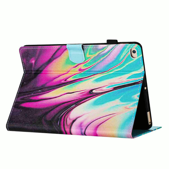 For iPad 9.7 2018 / 2017 Marble Pattern Stitching Smart Leatherette Tablet Case(Rose Blue)