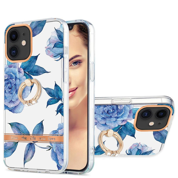 Ring IMD Flowers TPU Phone Case - iPhone 11(Blue Peony)