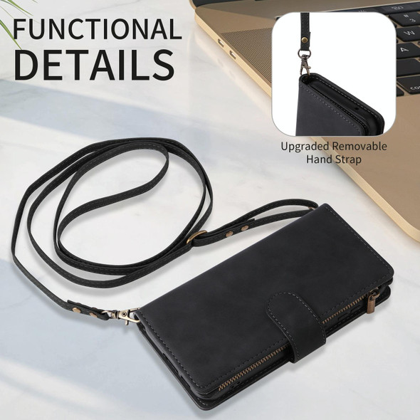 For Samsung Galaxy S23 FE 5G Crossbody Multi-card Slot Wallet Zipper Leatherette Phone Case(Black)