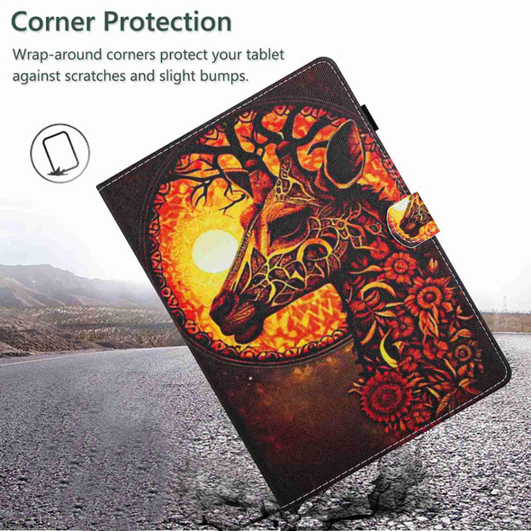 For 8 inch Painted Pattern Stitching Leatherette Tablet Case(Flower Deer)