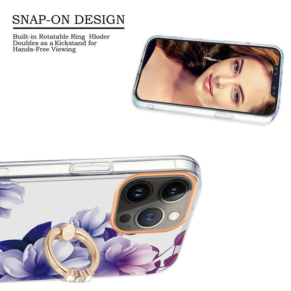 Ring IMD Flowers TPU Phone Case - iPhone 13 Pro Max(Purple Begonia)