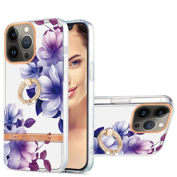 Ring IMD Flowers TPU Phone Case - iPhone 13 Pro Max(Purple Begonia)