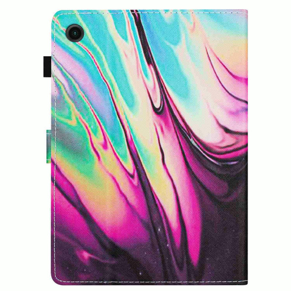 For Lenovo Tab M10 3rd Gen Marble Pattern Stitching Smart Leatherette Tablet Case(Rose Blue)