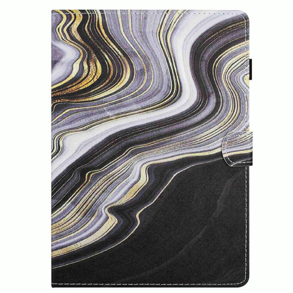 For Lenovo Tab M10 3rd Gen Marble Pattern Stitching Smart Leatherette Tablet Case(Black Gold)