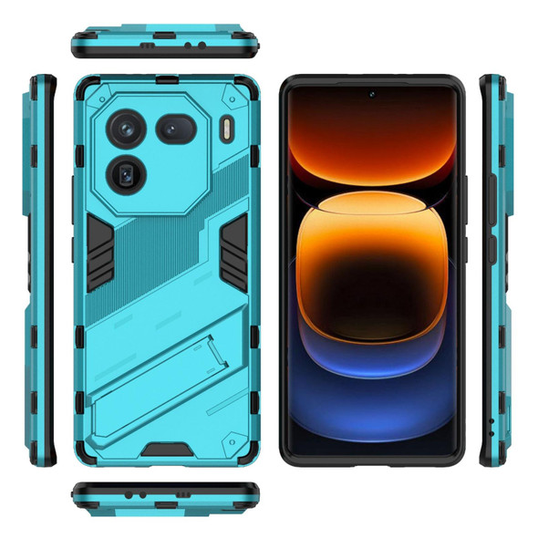 For vivo iQOO 12 Pro 5G Punk Armor 2 in 1 PC + TPU Phone Case with Holder(Blue)