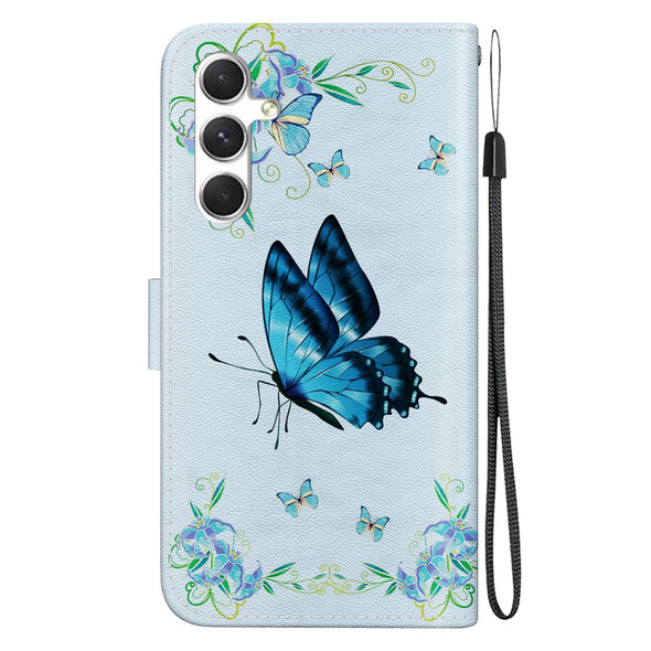 For Samsung Galaxy S24+ 5G Crystal Texture Colored Drawing Leatherette Phone Case(Blue Pansies)