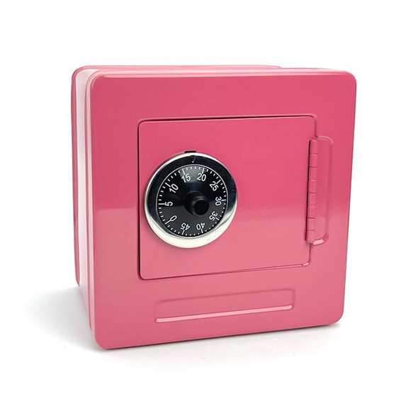 Portable  Metal Password Safe Cash Box Piggy Bank Money Organizer(Pink)