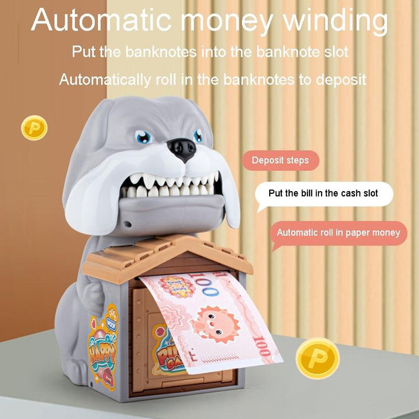 15 x 16 x 23cm Childrens Cute Puppy Coin Saving Bank Automatic Rolling Money Jar Deposit Machine Gift(Gray)