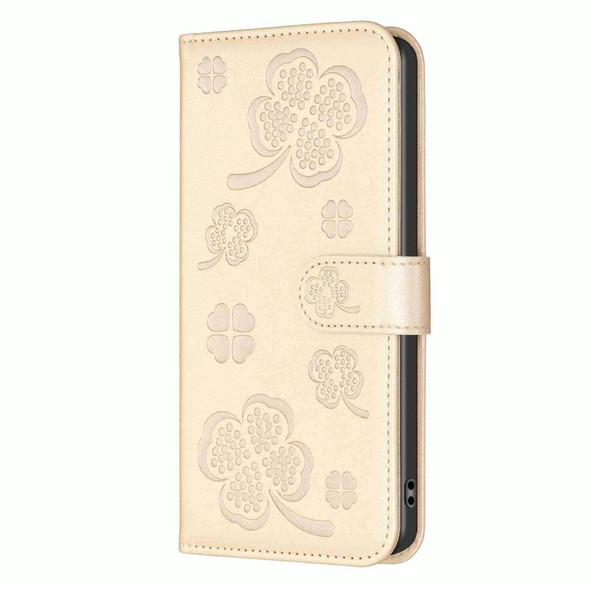 For Realme C53 Four-leaf Embossed Leatherette Phone Case(Gold)