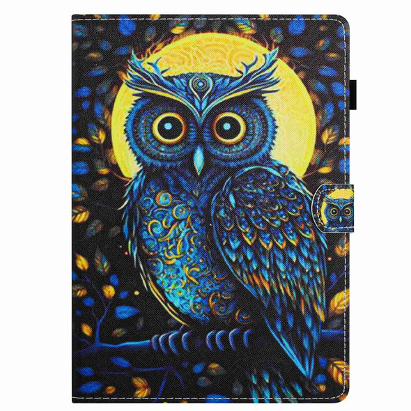 For iPad 10.2 2020 / 2019 Painted Pattern Stitching Smart Leatherette Tablet Case(Moonlight Eagle)