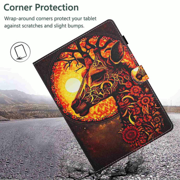 For iPad 11 Pro 2020 / Air 4 10.9 Painted Pattern Stitching Smart Leatherette Tablet Case(Flower Deer)