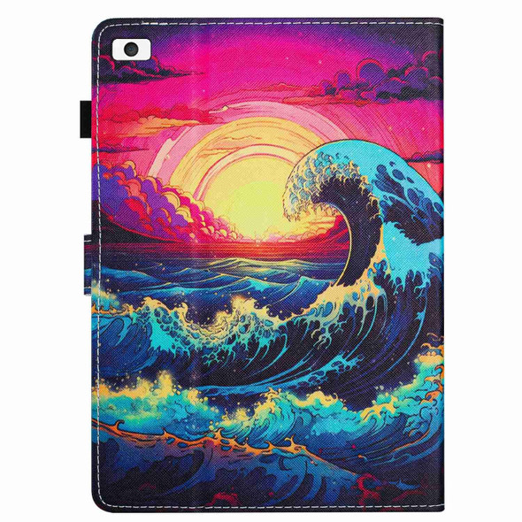 For iPad mini 5 / 4 / 3 / 2 / 1 Painted Pattern Stitching Smart Leatherette Tablet Case(Waves)