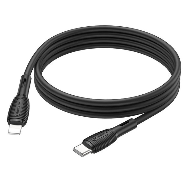 Borofone BX86 Advantage PD 20W USB-C / Type-C to 8 Pin Silicone Charging Data Cable, Length:1m(Black)