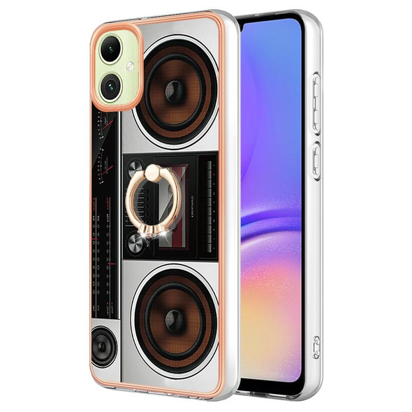 For Samsung Galaxy A05 Electroplating Dual-side IMD Phone Case with Ring Holder(Retro Radio)