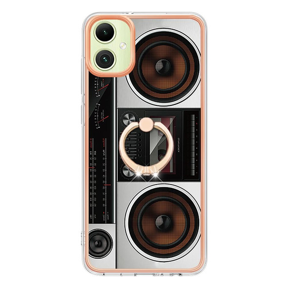 For Samsung Galaxy A05 Electroplating Dual-side IMD Phone Case with Ring Holder(Retro Radio)