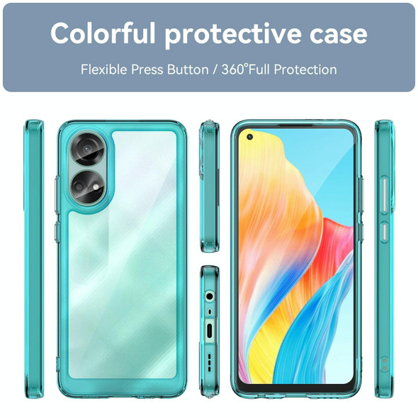 For OPPO A78 4G Colorful Series Acrylic Hybrid TPU Phone Case(Transparent Blue)