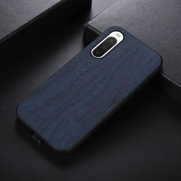 Sony Xperia 10 IV Wood Texture PU Phone Case(Blue)