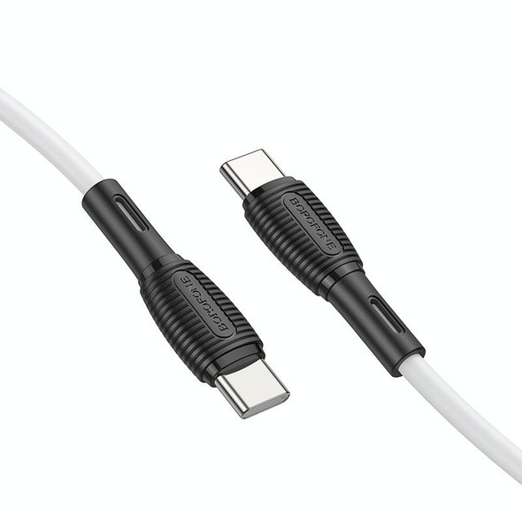 Borofone BX86 Advantage 60W USB-C / Type-C to USB-C / Type-C Silicone Charging Data Cable, Length:1m(White)