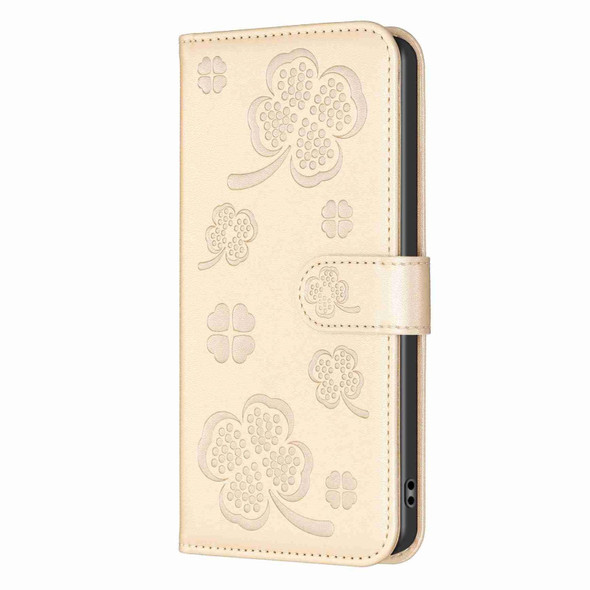 For OPPO A78 5G Four-leaf Embossed Leatherette Phone Case(Gold)