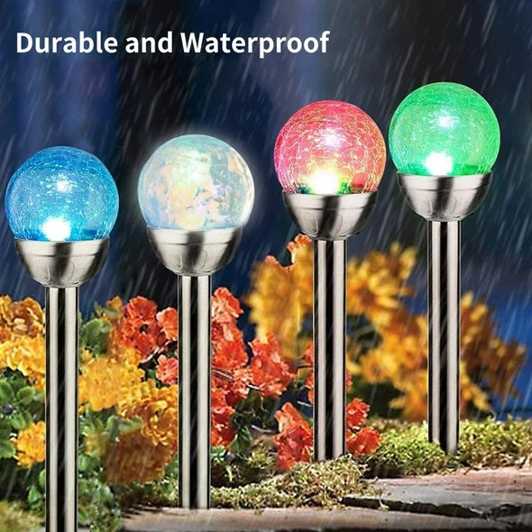 6 Piece Solar-Powered Cracked Glass Garden Lamps - Multicolour