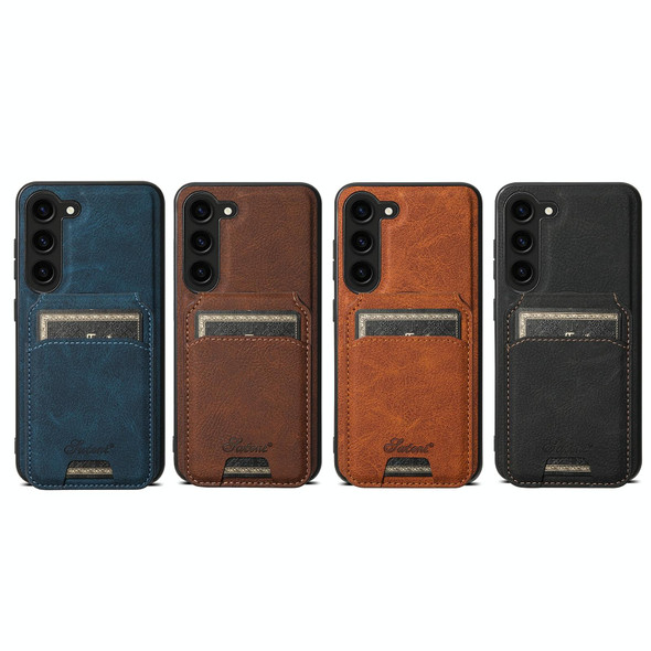 For Samsung Galaxy S23+ 5G Suteni H16 Litchi Texture Leatherette Detachable Wallet Back Phone Case(Brown)