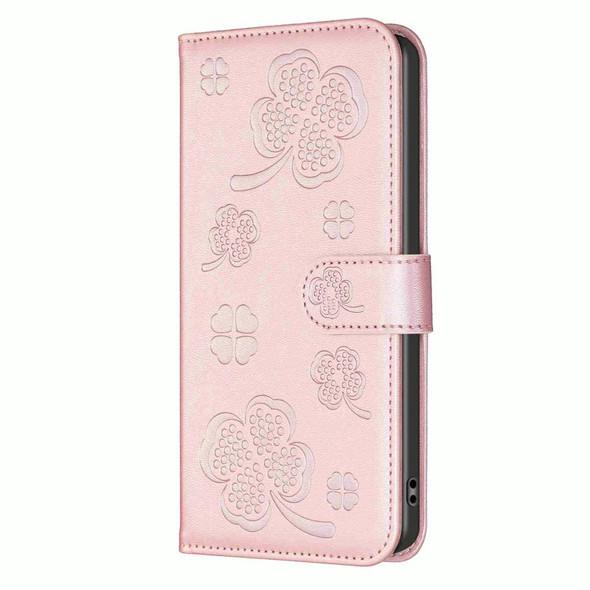 For Samsung Galaxy A53 Four-leaf Embossed Leatherette Phone Case(Pink)