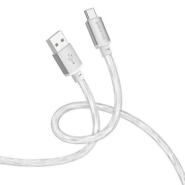 hoco BX95 Vivid 3A USB to USB-C / Type-C Silicone Charging Data Cable(Silver)