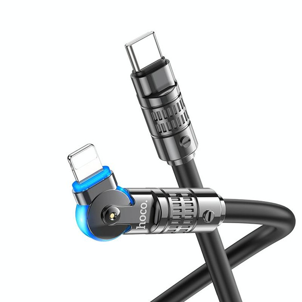 hoco U118 Kaidi PD 27W USB-C/Type-C to 8 Pin Rotating Charging Data Cable, Length: 1.2m(Black)