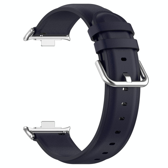 For Redmi Watch 4 Round Tail Top Layer Leatherette Watch Band(Dark Blue)