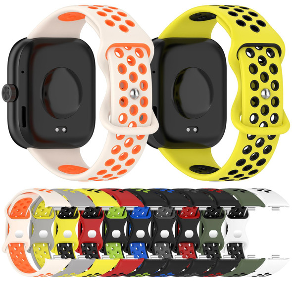 For Redmi Watch 4 Dual Color Perforated Silicone Watch Band(Yellow Black)