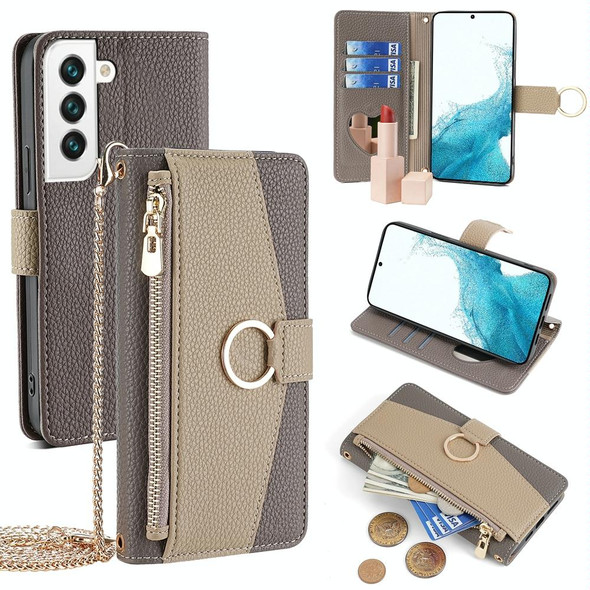 For Samsung Galaxy S22 5G Crossbody Litchi Texture Leatherette Phone Case(Grey)