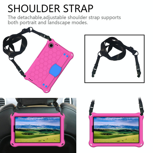 For Blackview Tab 60 8.7 2023 Honeycomb EVA Hybrid PC Tablet Case with Strap(RoseRed+Blue)