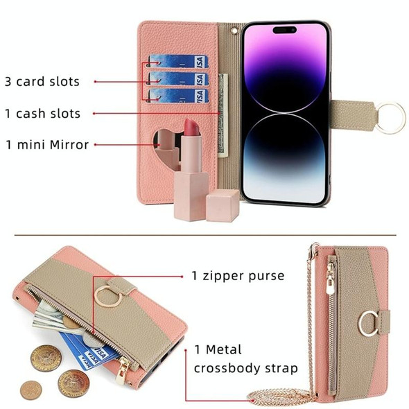 For Samsung Galaxy A51 Crossbody Litchi Texture Leatherette Phone Case(Pink)
