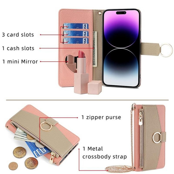 For TCL 403 Crossbody Litchi Texture Leatherette Phone Case(Pink)