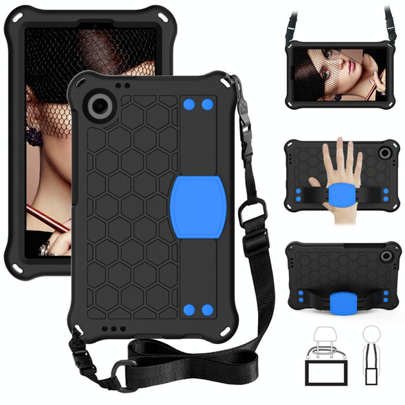 For Alcatel Joy Tab2 2020 / 3T 8.0 Honeycomb EVA Hybrid PC Tablet Case with Strap(Black+Blue)