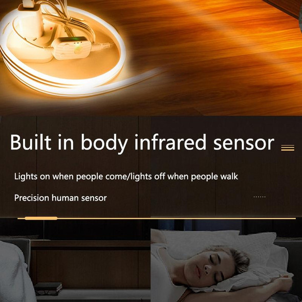 2m LED Body Sensor Flexible Light Strip Smart Sensor USB Light Strip(Warm White)