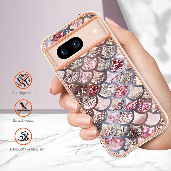 For Google Pixel 8a Electroplating IMD TPU Phone Case(Pink Scales)