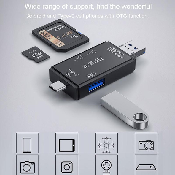 JINGHUA USB2.0 Multi-Function Card Reader SD/TF Dual Card Slot Cell Phone Computer Card Reader(Black)