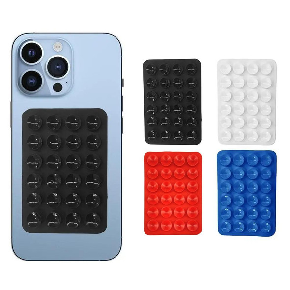 Mobile Phone Silicone 24 Square Shaped Suction Cup Mobile Phone Back Stickers(White)