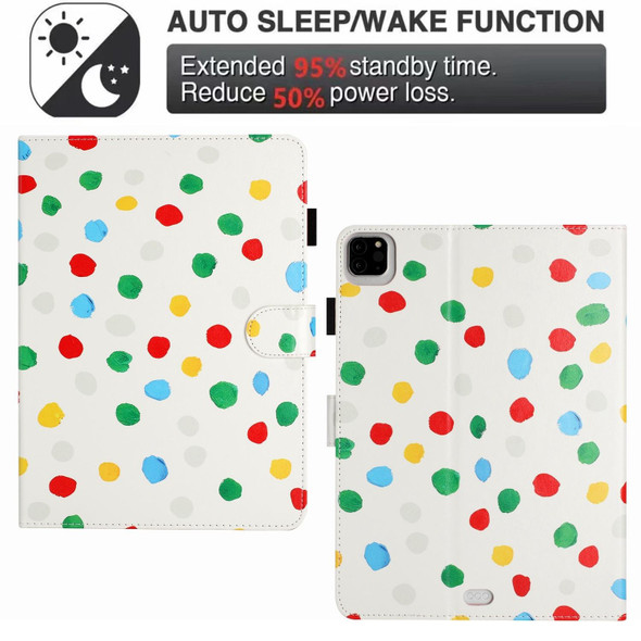 For iPad 10th Gen 10.9 2022 Dot Pattern Leatherette Smart Tablet Case(White Colorful Dot)