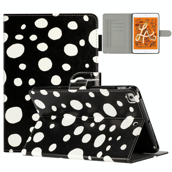 For iPad mini 5 / 4 / 3 / 2 / 1 Dot Pattern Leatherette Smart Tablet Case(Black White)