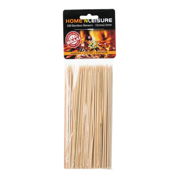 Bamboo Skewers 2.5mm x 15cm 100 Pack