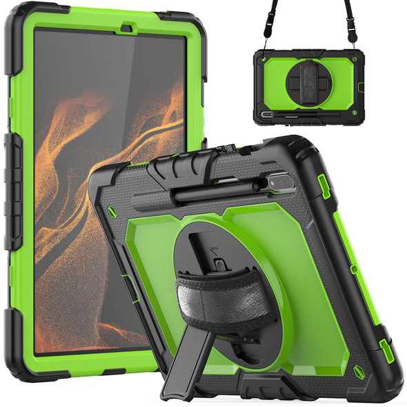 Samsung Galaxy Tab S8 11 inch SM-X700 Silicone + PC Tablet Case(Black+Yellow Green)