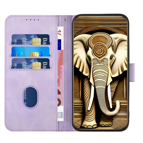 For Sony Xperia 5 IV YX0060 Elephant Head Embossed Phone Leatherette Case with Lanyard(Light Purple)