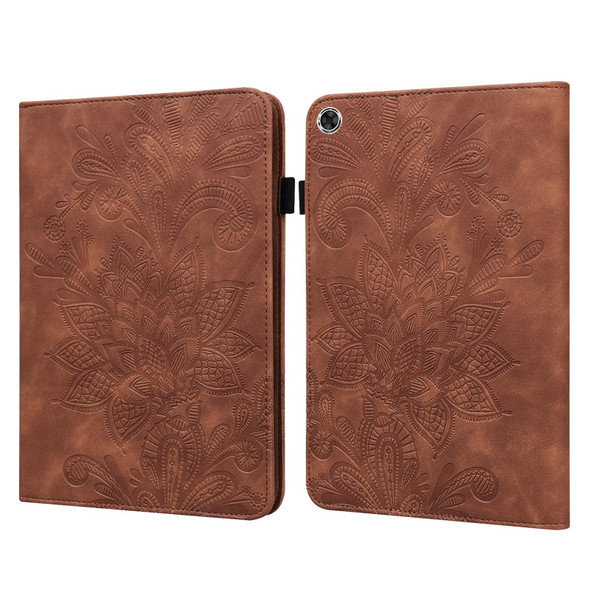 Lace Flower Embossing Pattern Leather Tablet Case - Samsung Galaxy Tab A8 10.5 2021(Brown)