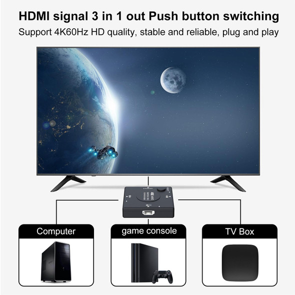 3 In 1 Out 4K 60Hz HD Video HDMI Switcher