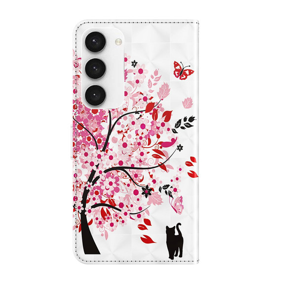 For Samsung Galaxy S24 5G 3D Painting Pattern Flip Leatherette Phone Case(Cat Under The Tree)