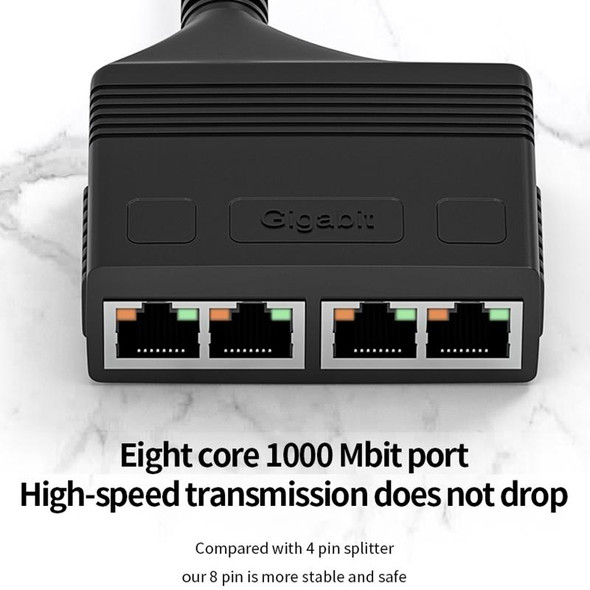 Male RJ45 4 in 1 Gigabit Network Splitter Cable Ethernet Network Coupler